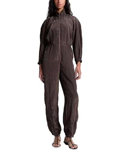 A.l.c Gavin Long-sleeve Satin Zip Jumpsuit In Deepest Brown
