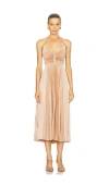 A.l.c Gemini Pleated Tie-back Cutout Midi Dress In Nude