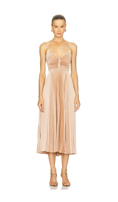 A.l.c Gemini Pleated Tie-back Cutout Midi Dress In Bella