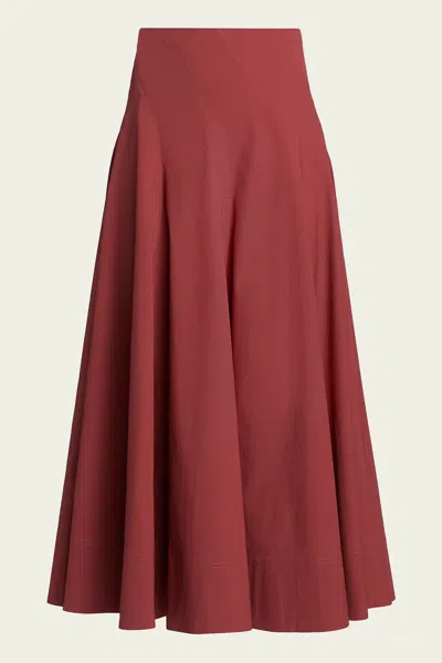 A.l.c Gemma Stretch Cotton Midi Skirt In Apple Butter In Red