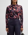A.l.c Georgia Abstract-print Silk Top In Navy Multi