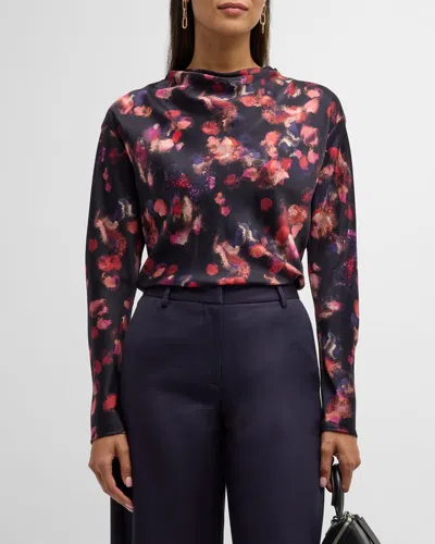 A.l.c Georgia Abstract-print Silk Top In Navy Multi