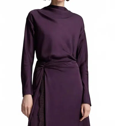 A.l.c Georgia Satin Top In Deep Plum In Burgundy