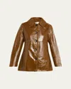 A.l.c Ghia Glossy Leather Jacket In Brown