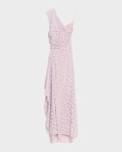 A.l.c Gia Asymmetric Draped Lace Gown In Pink