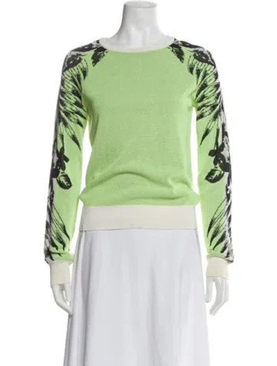 Pre-owned A.l.c Graphic Print Crew Neck Top In Green