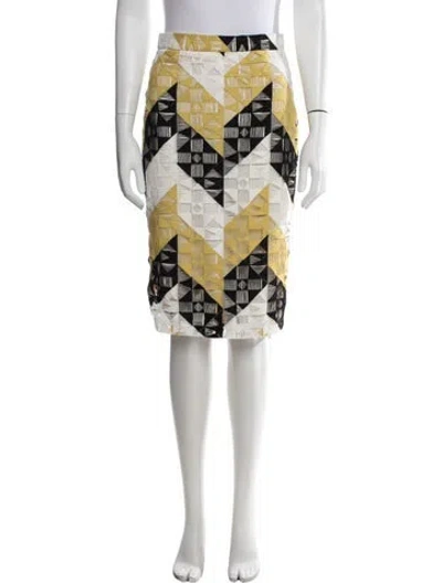 Pre-owned A.l.c Graphic Print Midi Length Skirt In White