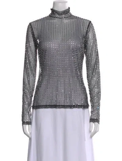 Pre-owned A.l.c Graphic Print Turtleneck Top In Black
