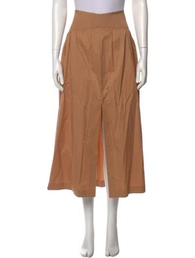 Pre-owned A.l.c Grosgrain Trim Midi Length Skirt In Brown