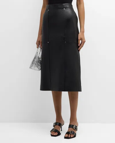 A.l.c Gwen Leather Midi Skirt In Black