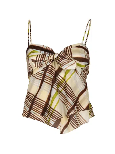 A.l.c Hailey Checked Bow-detail Top In Multi