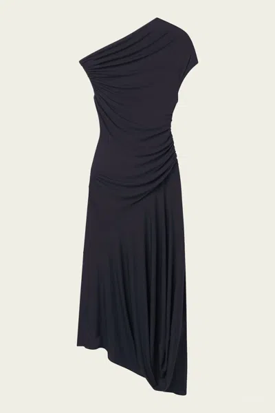 A.l.c Halle One Shoulder Jersey Midi Dress In Night Blue In Black