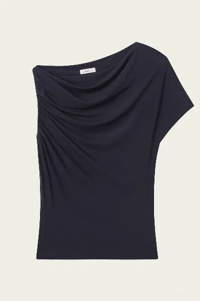 A.l.c Halle One Shoulder Tee In Night Blue In Black