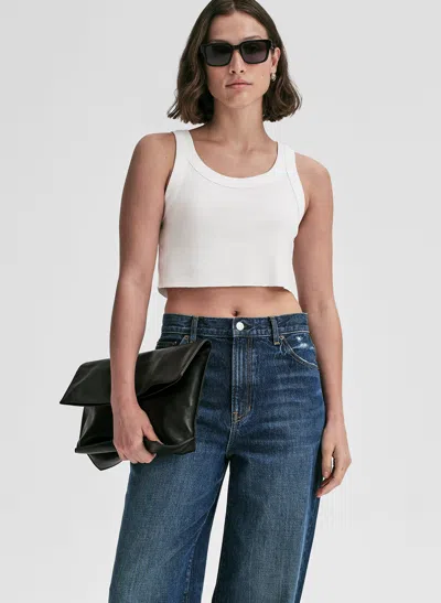 A.l.c Halsey Cropped Cotton Rib Tank In White