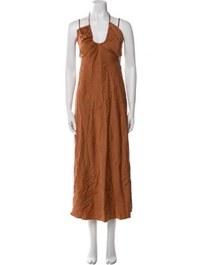 Pre-owned A.l.c Halterneck Long Dress In Brown