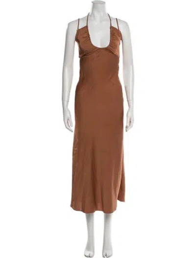 Pre-owned A.l.c Halterneck Long Dress In Brown