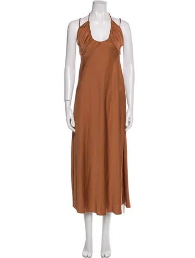 Pre-owned A.l.c Halterneck Long Dress W/ Tags In Brown
