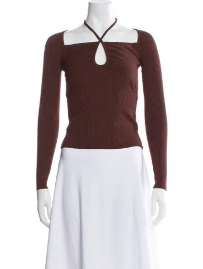 Pre-owned A.l.c Halterneck Long Sleeve Top In Brown