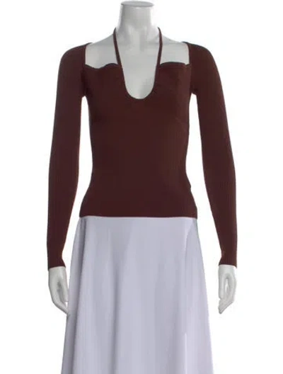 Pre-owned A.l.c Halterneck Long Sleeve Top In Brown