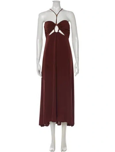 Pre-owned A.l.c Halterneck Midi Length Dress In Brown