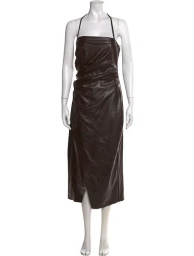 Pre-owned A.l.c Halterneck Midi Length Dress In Brown