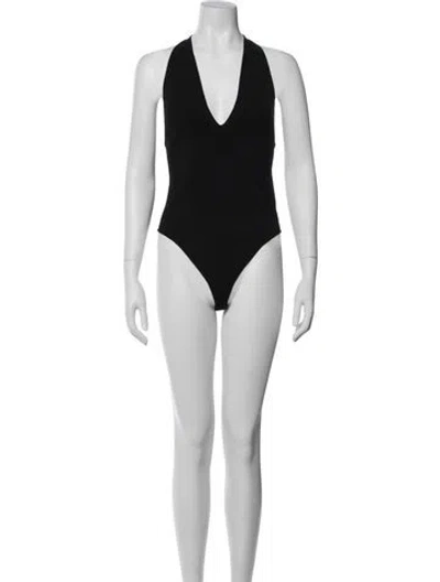 Pre-owned A.l.c Halterneck Sleeveless Bodysuit In Black
