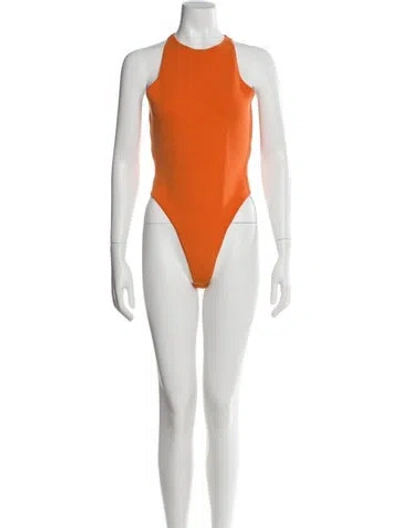 Pre-owned A.l.c Halterneck Sleeveless Bodysuit In Orange