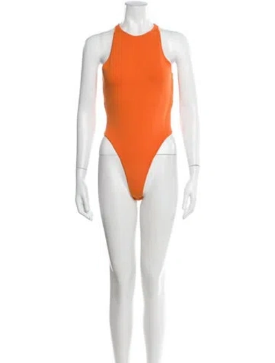 Pre-owned A.l.c Halterneck Sleeveless Bodysuit In Orange