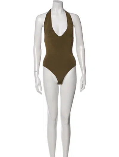 Pre-owned A.l.c Halterneck Sleeveless Bodysuit In Orange