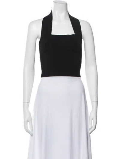 Pre-owned A.l.c Halterneck Sleeveless Crop Top In Black