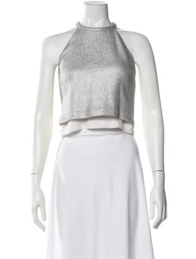 Pre-owned A.l.c Halterneck Sleeveless Crop Top In Neutral