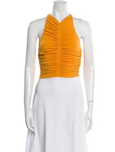 Pre-owned A.l.c Halterneck Sleeveless Crop Top In Yellow