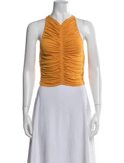 Pre-owned A.l.c Halterneck Sleeveless Crop Top In Yellow