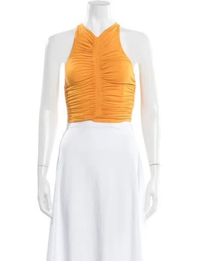 Pre-owned A.l.c Halterneck Sleeveless Crop Top In Yellow