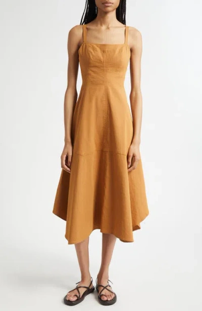 A.l.c . Harlow Fit & Flare Linen Blend Midi Dress In Brown