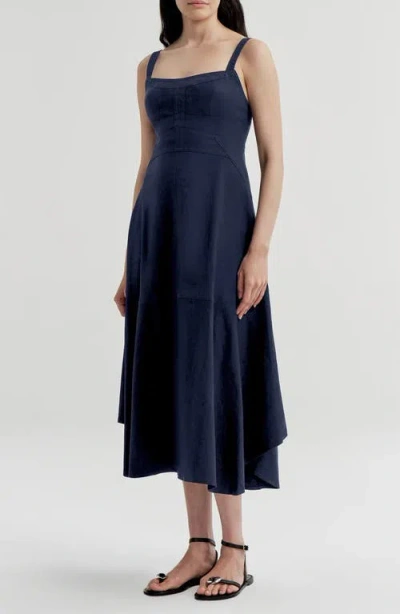 A.l.c . Harlow Linen Blend Dress In Blue