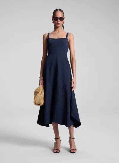 A.l.c Harlow Linen Midi Dress In Blue