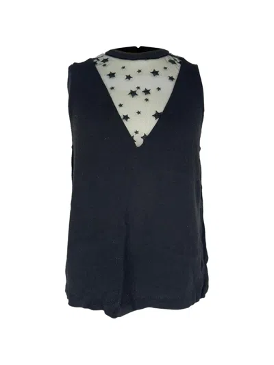 Pre-owned A.l.c Harlow Star Mesh Blouse In Black