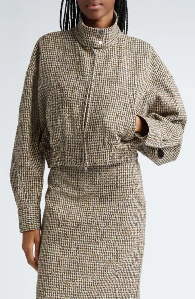 A.l.c . Harrison Houndstooth Crop Jacket In Cream/brown