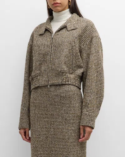 A.l.c Harrison Stand-collar Houndstooth Jacket In Cream/brown