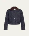 A.l.c Henri Quilted Contrast Collar Jacket In Blue
