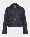 A.l.c Henri Quilted Contrast Collar Jacket In Blue