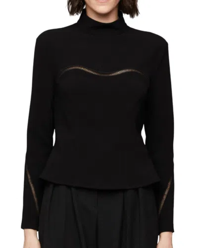 A.l.c Holly Open-stitch Long Sleeve Top In Black