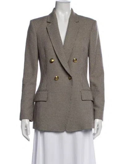 Pre-owned A.l.c Houndstooth Print Blazer In Brown