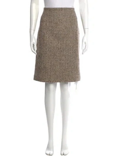 Pre-owned A.l.c Houndstooth Print Knee-length Skirt In Neutral