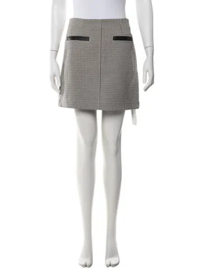Pre-owned A.l.c Houndstooth Print Mini Skirt In White