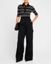 A.l.c Cooper Stripe Fine Ribbed Top In Black
