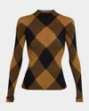 A.l.c Hugh Check Mock-neck Top In Brown