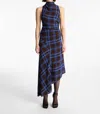 A.L.C IGGY MIDI DRESS IN BROWN/ROYAL