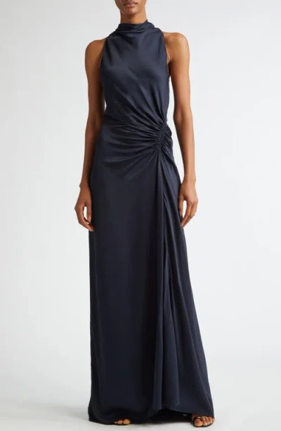 A.l.c . Inez Funnel Neck Gown In Dark Sapphire